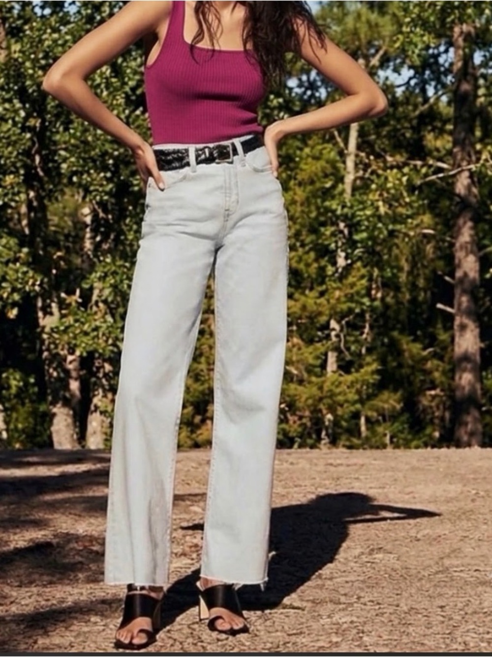 J. Crew Slim Wide Leg Jeans with Raw Hem, size 30
